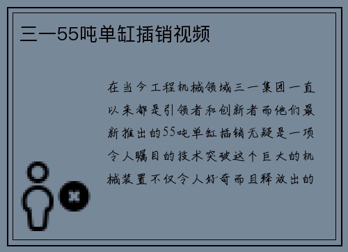 三一55吨单缸插销视频