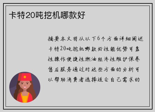 卡特20吨挖机哪款好