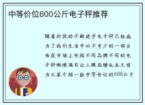 中等价位600公斤电子秤推荐